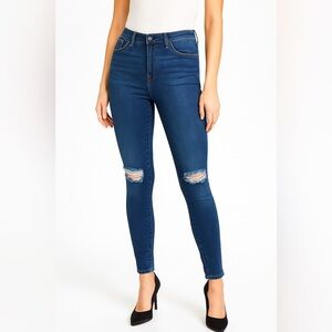 Blue Skinny Jeans with Distressed Knees